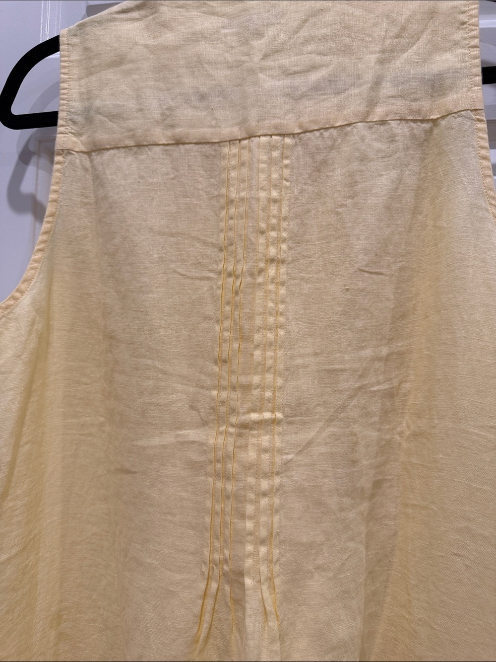 Quince 100% European linen sleeveless swing dress soft Yellow Tunic Dress large - Picture 5 of 7